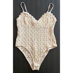 NWT H&M cream crochet bodysuit